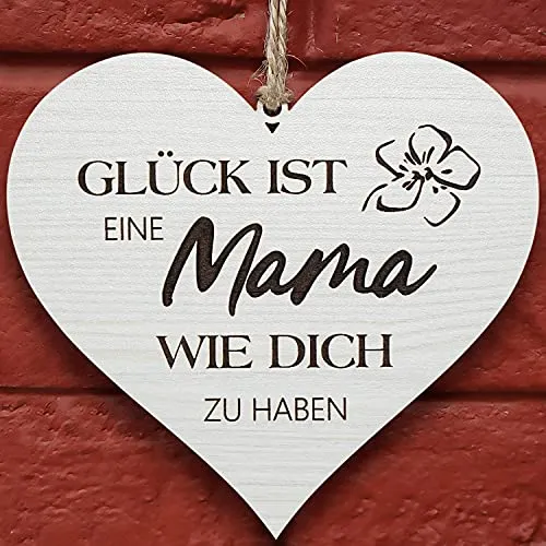 Glitzkind Holz Deko-Herz Geschenk für Mama Mutter Eltern zum Muttertag Geburtstag Weihnachten I Blechschild Vintage Retro mit Spruch personalisiert I Geschenkidee Geburtstagsgeschenk