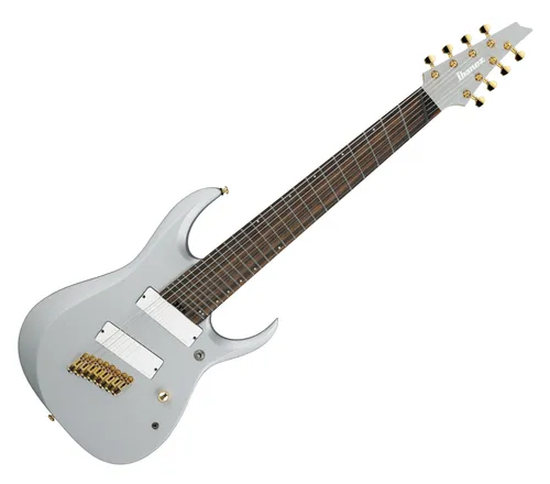 Ibanez Axe Design Lab RGDMS8-CSM - 8-Saitige E-Gitarre in Classic Silver Matte - Gitarren-Kategorie: Perfekte 8-Saitige für modernen Metal mit Multiscale-Bauweise und Fishman Fluence Pickups für vielseitige Klangmöglichkeiten.