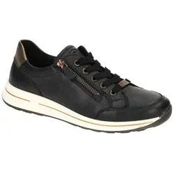 ARA Sneaker Glattleder für Damen, Gr. 43, schwarz - Sneaker aus hochwertigem Glattleder mit herausnehmbarer Innensohle für individuelle Einlagen und praktischem Reißverschluss für einfachen Einstieg. Ideal für den casual Look.
