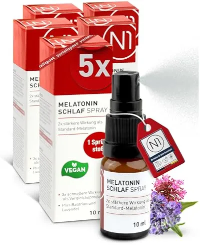 N1 Melatonin Spray – Schneller Einschlafen mit Baldrian und Lavendel - Entdecke das N1 Melatonin Spray für erholsamen Schlaf. Mit 0,5 mg bioverfügbarem Melatonin pro Sprühstoß und natürlichen Inhaltsstoffen wirkt es schnell und ist einfach anzuwenden. Ideal für entspannte Nächte!