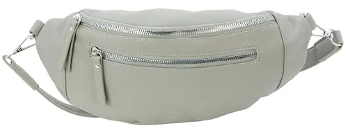 Jennifer Jones Damen Bauchtasche - Vielseitige Gürteltasche in Grau - Umhängetasche für Alltag und Reisen, individuell tragbar als Bauchtasche oder Crossbody Bag, mit viel Stauraum und praktischen Fächern für eine optimale Organisation.