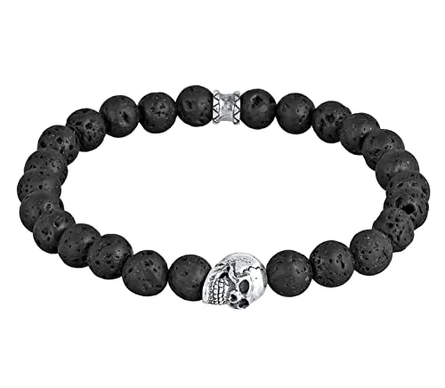 Kuzzoi Buddha Herren Armband mit Lava Stein - Elegantes Herren-Armband aus 925 Sterling Silber und Lava Stein, handgefertigt für spirituelle Energie und stilvolles Tragen, ideal als Geschenk zu besonderen Anlässen.