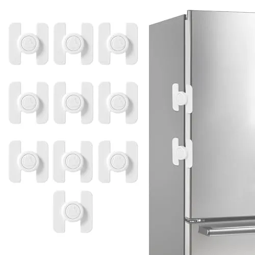 Kühlschrank Schloss,10 Pack Kindersicherung Kühlschrank,Kindersicherung Schrank mit Stark Haftender Rückseite,Kein Bohren Erforderlich,Geeignet für Kühlschränke,Schränke,Fenster