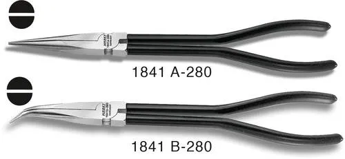 Hazet 1841B-280 Werkstatt Flachzange 45° gebogen - Zangen aus Spezialstahl, ideal für präzise Arbeiten in engen Bereichen, Länge 280mm für optimalen Hebel und Kontrolle.