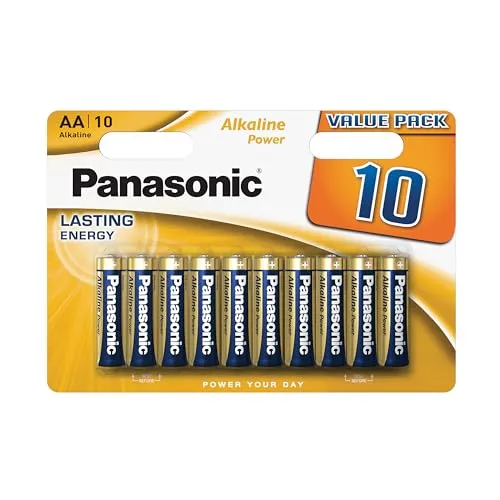 Panasonic 2379 Alkaline Power Batterie LR06 AA Mignon (10er Pack) - Batterien für langlebige Energie: Ideal für Fernbedienungen und Uhren, mit fortschrittlichem Auslaufschutz und bis zu 7 Jahre lagerfähig.