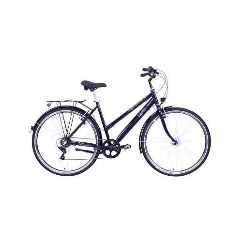 HAWK Citytrek Easy Blue Lady Damenfahrrad 28 Zoll - Leichtes Stadtfahrrad mit 7-Gang Kettenschaltung und Pannenschutzeinlage für sorgenfreies Fahren. Ideal für alltägliche Wege und ausgestattet mit Nabendynamo für zusätzliche Sicherheit.