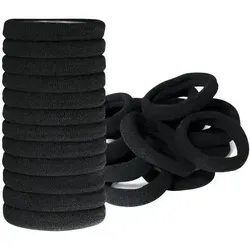 50 Stück Haargummis Schwarz aus Baumwolle - Hochwertige, elastische Haargummis in klassischem Schwarz. Ideal für vielseitige Anwendungen und rutschfest, um Ihre Frisur sicher zu fixieren.