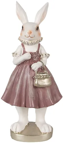 Clayre & Eef 6PR4059 Deko-Kaninchen Weiß Rosa 12x10x27 cm