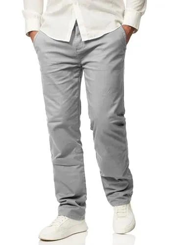 behype. Herren Chino Hose Regular-Fit mit Stretch Jeans Chinohose Straight-Leg Jeanshose Men's Pants DC_C-3004-Hellgrau-W38/L32