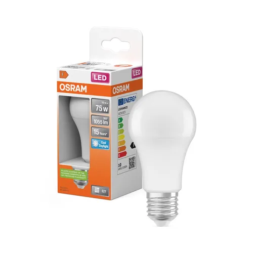 Osram LED A60 Birne 10W = 75Watt E27 matt 1055lm kaltweiß 6500K Tageslicht