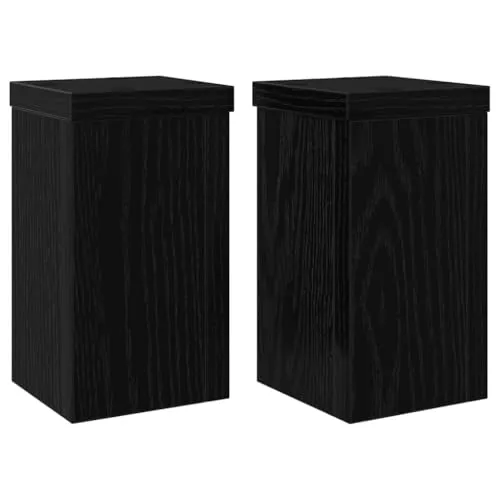 vidaXL Pflanzenständer 2 pcs Schwarze Eiche 10 x 10 x 18 cm, Pflanzenständer fürs Wohnzimmer, rechteckige Deko, Kräutertopf, Botanische Deko, für den Garten