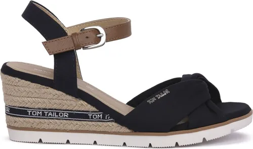 Tom Tailor Keilsandaletten Dunkelblau Größe 37 - Damen Wanderschuhe in Dunkelblau mit rutschhemmender Laufsohle und geflochtenem Detail - perfekt für stilvolle Sommerausflüge.