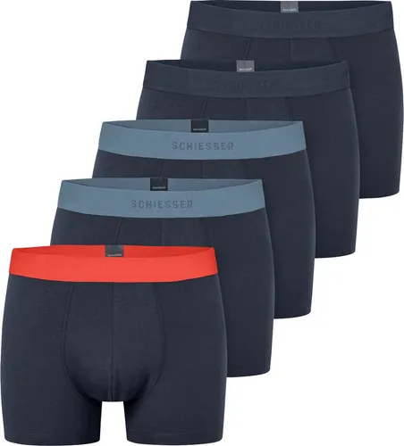Schiesser Herren 5 Pack Boxershorts - Bio-Baumwolle - Herren-Boxershorts im 5er-Pack aus 95% Bio-Baumwolle, weich und formstabil. Inklusive sportlichem, farblich abgesetztem Logo-Webgummibund für optimalen Tragekomfort.