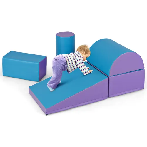 COSTWAY 5-teilige Schaumstoffbausteine für Kinder - Kreatives Spielset mit 5 bunten Bausteinen, ideal zur Förderung von Motorik und Fantasie. Weiche, langlebige Materialien garantieren sicheres Spielen für Kinder von 9 Monaten bis 3 Jahren.