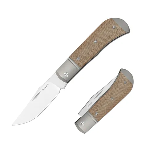 Kizer Trestle Taschenmesser 14C28N Ti Natural Micarta