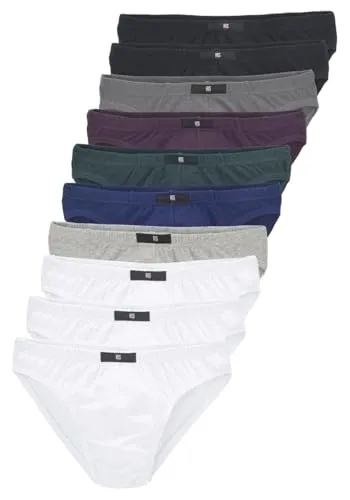 H.I.S Herren Minislips 10er Pack - Herren-Slips aus elastischer Baumwolle mit flachem Komfortbund, bieten bequeme Passform und sind pflegeleicht. Ideal für den täglichen Gebrauch!