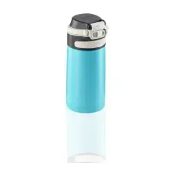 Leifheit Isolierbecher Flip 350 ml - wasserblau - Thermobehälter, 100 % dicht und auslaufsicher, ideal für unterwegs. Mit Push-Button für einhändiges Öffnen und zusätzlicher Verriegelung für sorgenfreies Mitnehmen.