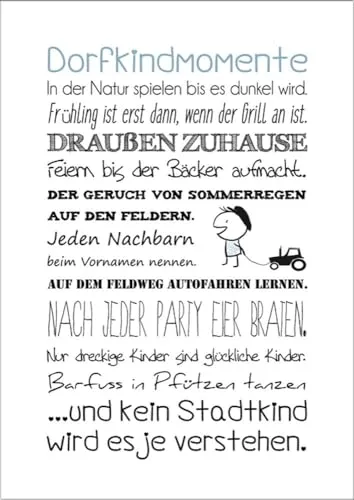 artissimo, Dekopanel, Deco Panel, ca. 29x41cm, PE6066-PA, Dorfkindmomente, Bild mit Spruch, Spruchbild, Wandbild, Wanddekoration, Poster