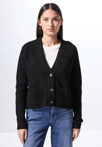 Stylischer Cardigan STREET ONE STUDIO für Damen - Strickjacke in Größe 46, casual mit V-Ausschnitt, aus weicher Baumwollmischung für kuschelige Wärme an kalten Tagen.