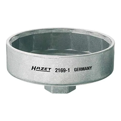 HAZET Öl-Filter-Schlüssel 2169-1 | passendes Werkzeug für verschiedene Ölfilter mit einem Durchmesser von 102 mm, Antrieb: Vierkant 12,5 mm, Abtrieb: Außen 15-kant, Made in Germany