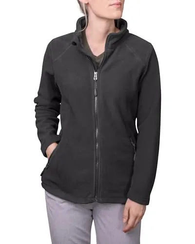 HRM Women's Full-Zip Fleece Jacket, Dark Grey, M - Funktionsjacke für Damen aus atmungsaktivem Micro-Polarfleece, ideal für Outdoor-Aktivitäten und anpassbar durch Kordelzug. Hergestellt unter fairen Bedingungen.