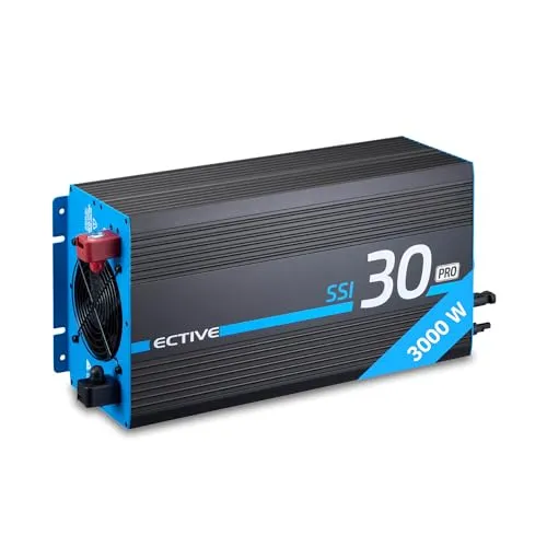 ECTIVE Wechselrichter 12V auf 230V SSI PRO 30-3000W - Wechselrichter für Fahrzeuge mit reiner Sinuswelle, ideal für empfindliche Geräte. Leistungsstark mit 3000W Dauerleistung und 40A MPPT Solarladeregler für effiziente Energiegewinnung.