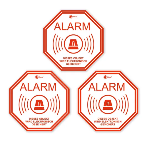 3er Set Alarm-Aufkleber I hin_220 I 10 x 10 cm