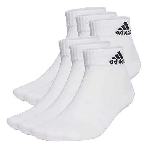 adidas Unisex Kinder Thin and Light Sportswear Ankle Socks 6 Pairs, White/Black, 7-8 Years