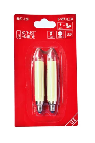 LED-Schaftkerzen elfenbein, 8-55V   E10 0,3W LED warmweiß von Konstsmide