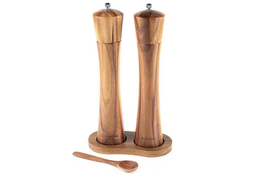 Hanseküche Salz- und Pfeffermühle (25cm) - Küchenhelfer aus nachhaltigem Akazienholz mit individuell einstellbarem Keramikmahlwerk für edles Design und vielseitigen Einsatz.