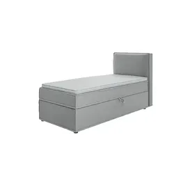S-STYLE MÖBEL Vortex Boxspringbett 90x200 - Modernes Boxspringbett mit Topper und Bettkästen aus grauer Luxusmicrofaser, bietet hohen Komfort und optimale Feuchtigkeitsregulierung. Ideal für gemütliche Nächte und praktischen Stauraum.