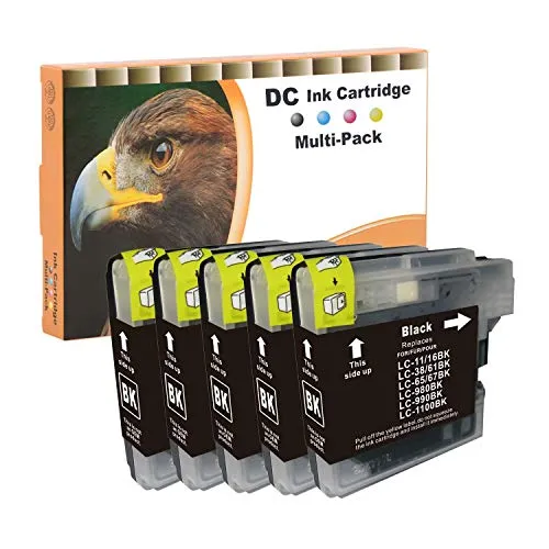 D&C 5X 15ml Black Druckerpatronen Kompatibel für Brother LC-980/1100 für Brother MFC-6490CW MFC-6890CDW MFC-790CW MFC-795CW MFC-990CW MFC-J615W DCP-185C DCP-383C DCP-385C DCP-387C DCP-395CN DCP-585CW