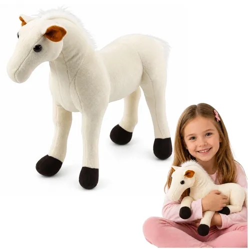 Plüschpferd Plüschtier Maskottchen Kuscheltier Weiß 40cm x 37cm