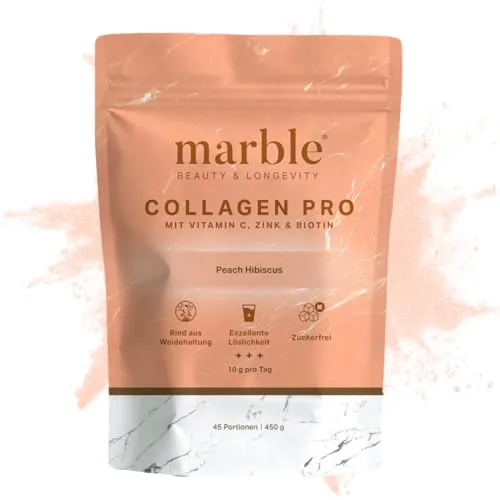 marble® Kollagen Pulver PRO 450 g mit Vitamin C, Zink & Biotin
