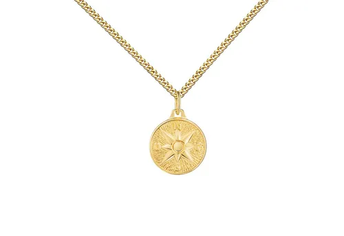 JEVELION Kette mit Anhänger 585 Gold Kompass Wegweiser Glücksbringer - Made in Germany (Goldanhänger, für Damen und Mädchen), Mit Kette vergoldet- Länge wählbar 36 - 70 cm oder ohne Kette.