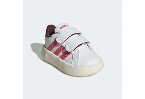 adidas DISNEY MINNIE MAUS KIDS GRAND COURT 2.0 SCHUH - Sneaker für Kinder im Design des adidas Superstar, ideal für kleine Fashionistas. Mit praktischem Klettverschluss und sportlichem Look in Cloud White/Pink Fusion.