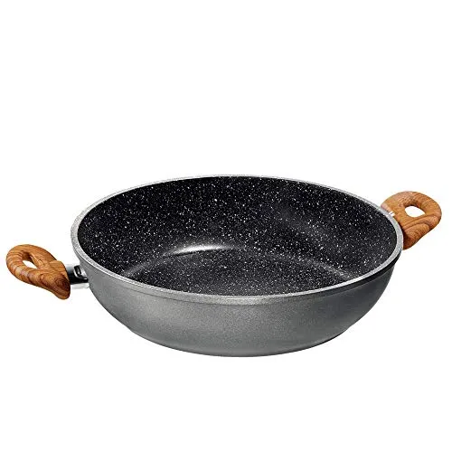 STONELINE® Back to Nature Servierpfanne 24 cm – Made in Germany - Pfanne für fettfreies Braten mit kratzfester Antihaftbeschichtung, geeignet für alle Herdarten und backofengeeignet bis 180 °C. Perfekt für gesundes Kochen!