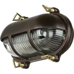 Licht-Erlebnisse Wandleuchte SKIATHOS - Antike Messing Glas Außenlampe - Lampen: Nostalgische Wandleuchte im maritimen Design aus korrosionsbeständigem Messing, ideal für Balkon und Garten, schutzart IP64 gegen Spritzwasser.