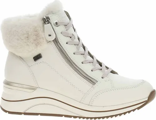 Winterstiefelette REMONTE, Damen, Gr. 37, Weiß - Wanderschuhe für Damen mit Keilabsatz und wasserabweisender TEX-Membran, ideal für den Winter. Bequemes Leder und atmungsaktives Innenmaterial aus Schurwolle sorgen für warme Füße.