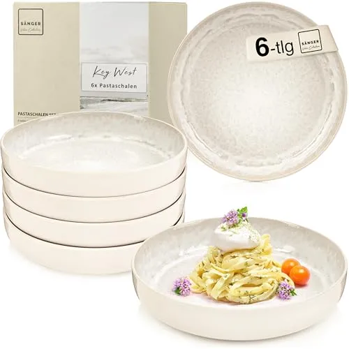 Sänger Key West Steingut Pastaschalen Set 6 tlg in beige von Sänger