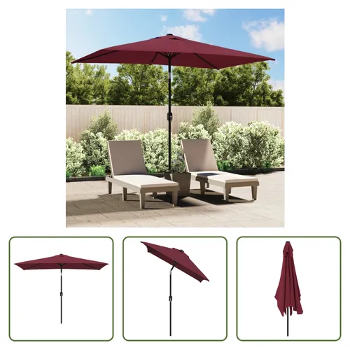The Living Store Sonnenschirm 300 x 200 cm Bordeauxrot mit Metall-Mast