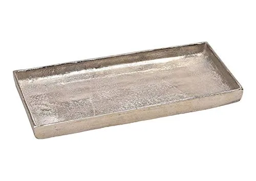 Tablett Dekoteller Silber Metall massiv Tischdeko Schale Dekoschale Dekotablett (Modell 4: 30 x 15 cm)