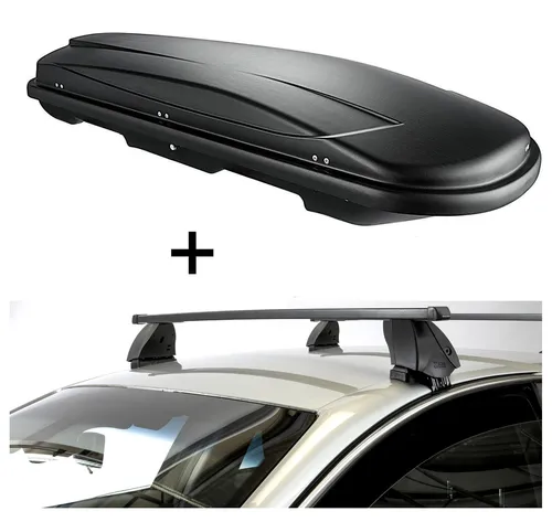 Dachbox VDPJUXT600 600 Liter für Mini Cooper S (5Türer) - Dachboxen Set mit 600 Litern Volumen, abschließbar und inklusive Dachträger K1 MEDIUM, ideal für mehr Platz und einfachen Transport auf Reisen.