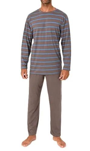 Produktbild Normann Herren Langarm Schlafanzug Pyjama in eleganter Streifenoptik, Farbe:grau, Größe:58