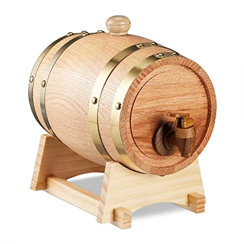 Schnapsfass Eichenholzfass 1,25 l - Ideal für Whisky und Rum - Spirituosenfass aus hochwertigem Eichenholz, perfektes Geschenk für Spirituosenliebhaber und zur Reifung von Whisky oder Rum.