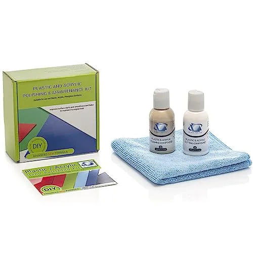 Glass Polish 31001 DIY Do-it-Yourself-Handpolierkit für Kunststoff und Acryl, verleiht Wieder Hochglanz, bessert trübe, milchige und verfärbte Kunststoffe aus