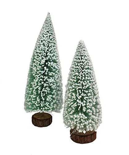 Spetebo Deko Tannenbaum 2er Set - 35 und 26 cm - Weihnachtsbaum verschneit Weihnachtsdekoration Fensterdeko