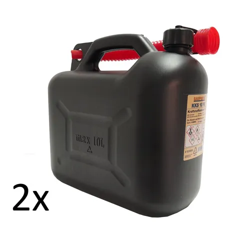 2x Benzinkanister 10L schwarz Benzin-Kanister 10 Liter Kraftstoffkanister UN NEU