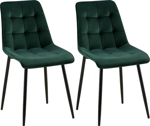 CLP Esszimmerstuhl Gifford 2er Set, grüner Samtbezug - Esszimmerstühle mit modernem Design und hohem Sitzkomfort. Der strapazierfähige Samtbezug und die bequeme Polsterung sorgen für entspannte Stunden am Tisch.