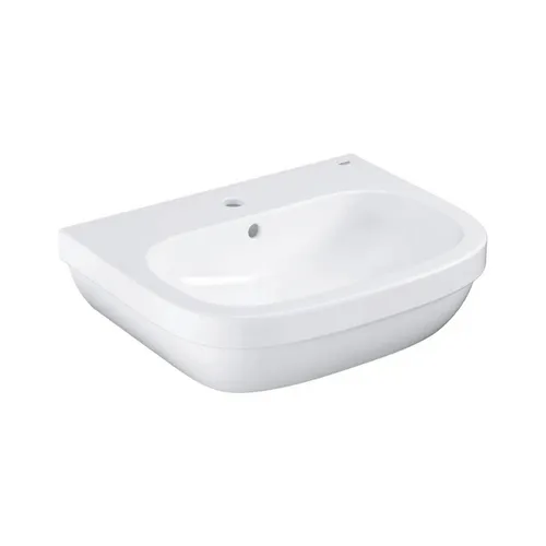 Grohe Euro Keramik Waschtisch 60 cm - Wandhängendes Waschbecken aus Sanitärkeramik, ideal für kleine Bäder. Mit Überlauf und 1 Hahnloch für einfache Installation.